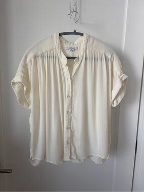 Breezy crinkle buttondown top
